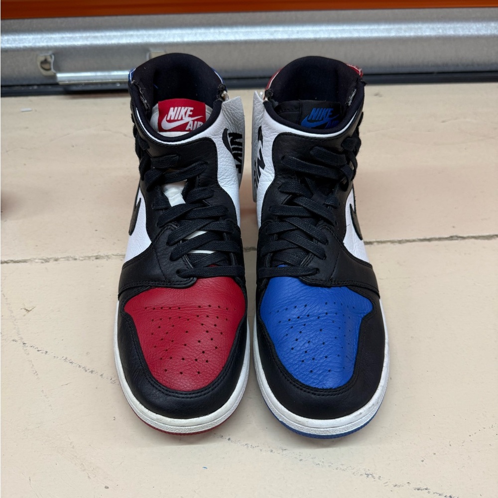 Nike Air Jordan Men's Black, Red, and Blue Sneakers